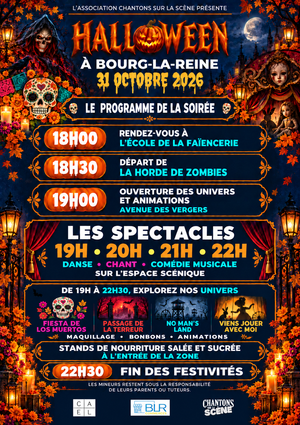 Affiche Halloween à Bourg-la-Reine, 31 octobre 2026 – programme de la soirée